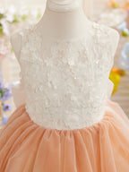 Floral Lace and Large Bow Tea-length Dress