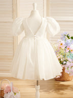 Ballkleid/Princess-Linie Organza Knielang Erstkommunion Blumenmädchenkleid 