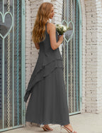 Vestidos de gasa largos de talla grande para madre de la novia, vestido formal de dama de honor para graduación SY28019 