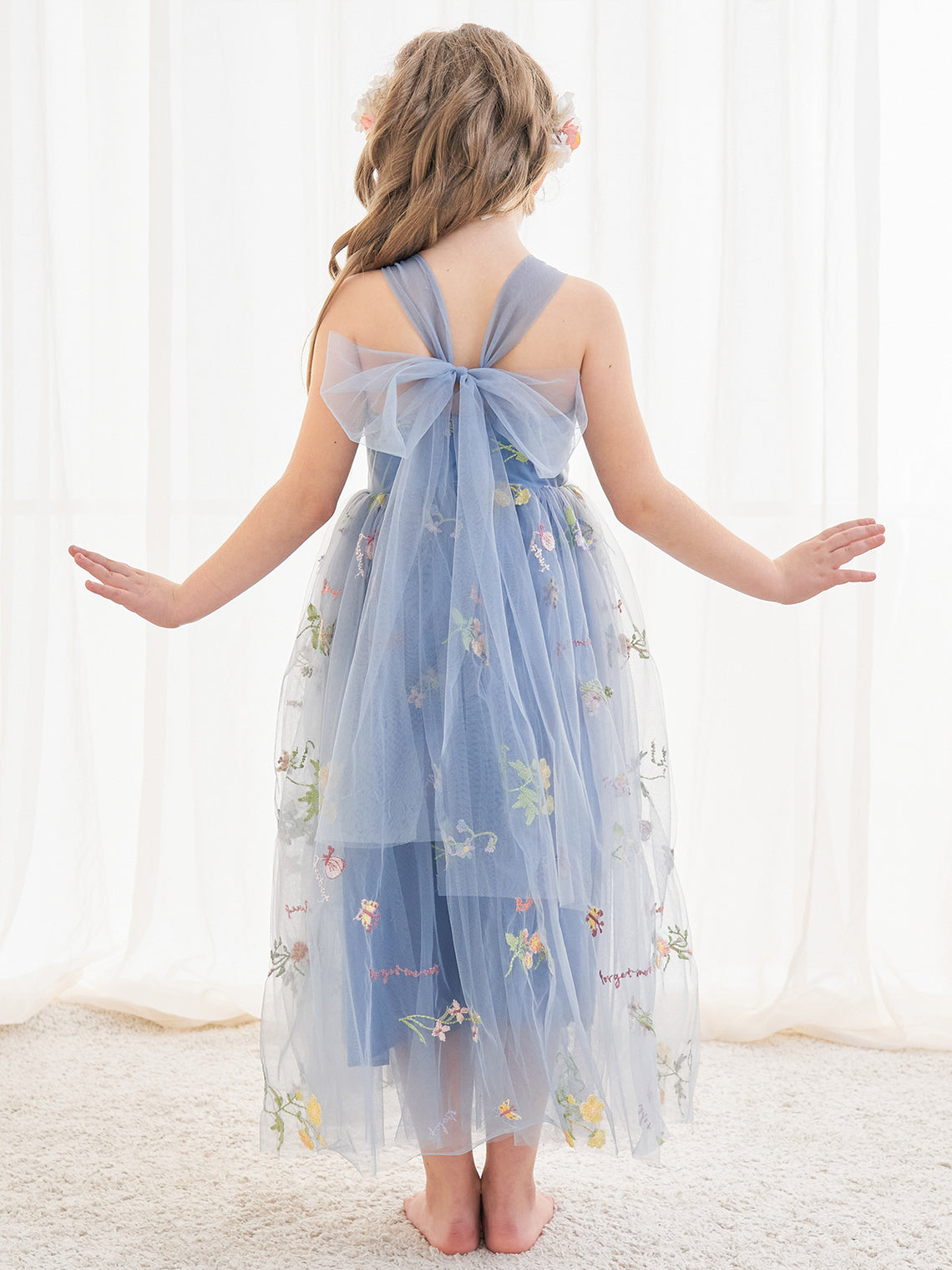 A-line Tulle Ankle-length Blue Dress (2003227598)