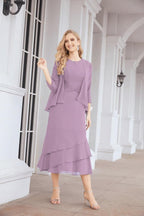 Vestido formal de fiesta Sunnderly de dos piezas, corte A, para madre de la novia, SY28072 