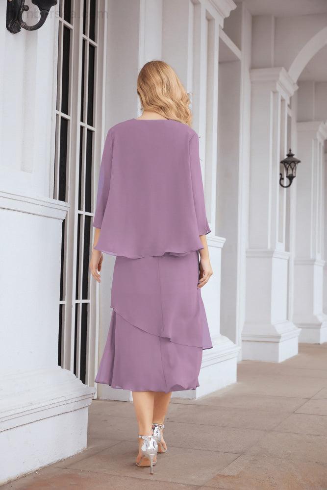 Vestido formal de fiesta Sunnderly de dos piezas, corte A, para madre de la novia, SY28072 