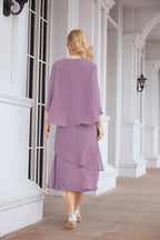 Vestido formal de fiesta Sunnderly de dos piezas, corte A, para madre de la novia, SY28072 