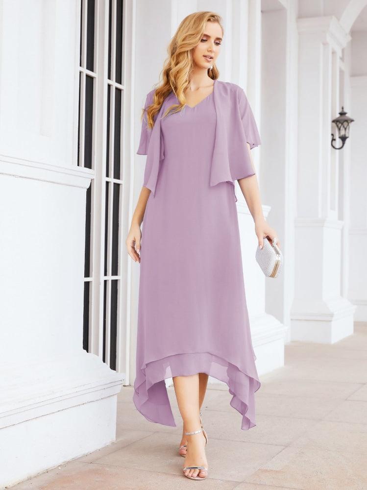 Vestido formal de fiesta Sunnderly de dos piezas, corte A, para madre de la novia, SY28073 