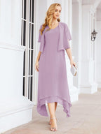 Vestido formal de fiesta Sunnderly de dos piezas, corte A, para madre de la novia, SY28073 