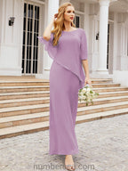 Vestido formal de fiesta Sunnderly, largo, para madre de la novia, con capa con volantes, SY28026 