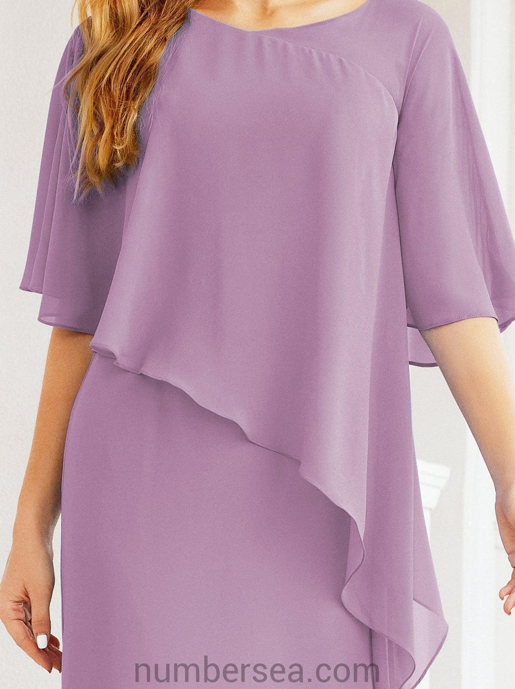 Vestido formal de fiesta Sunnderly, largo, para madre de la novia, con capa con volantes, SY28026 