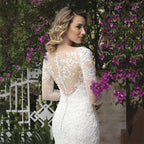 V Neck Wedding Dresses Mermaid Appliques Long Sleeves Bridal Dress Vestidos De Noiva Mariage Custom Made Vintage-payinti