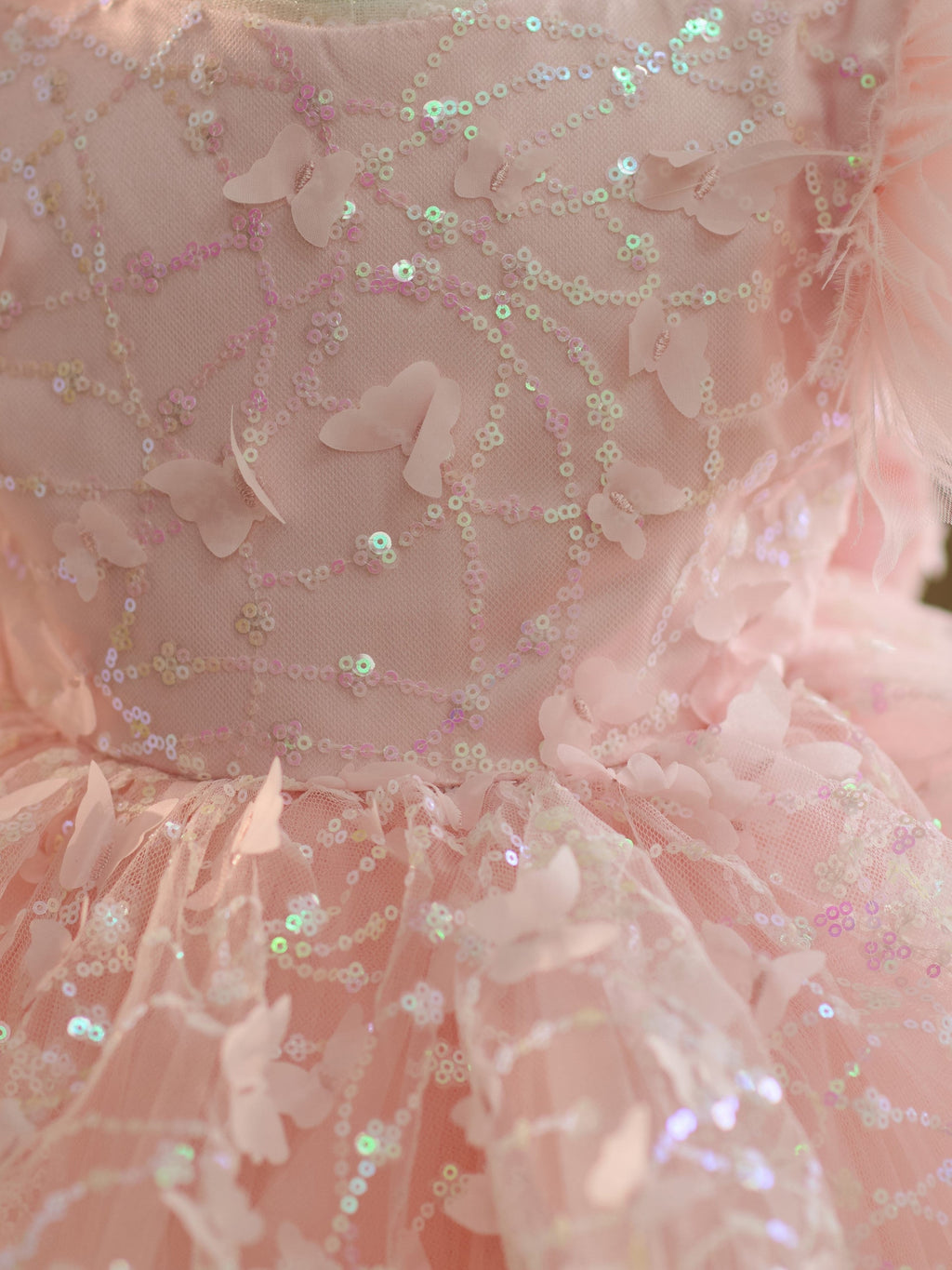 Knielanges Partykleid zum 1. Geburtstag mit Pailletten und Tüll 