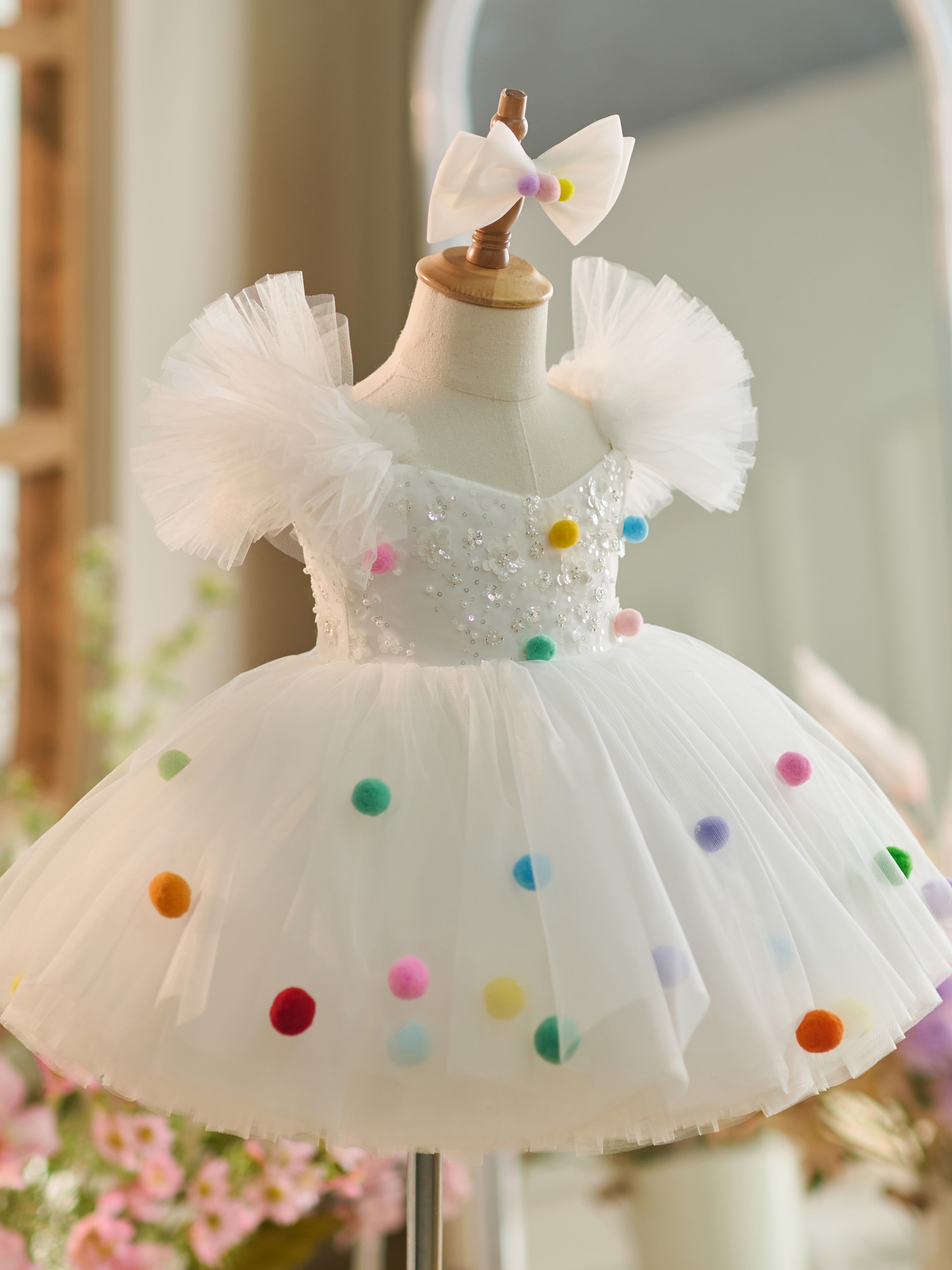 White Sequins Tulle Knee-length 1st Birthday Party Dress – Sunnderly