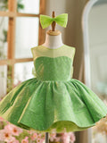 Vestido de princesa/baile de tul verde hasta la rodilla para niña