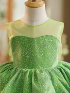 Vestido de princesa/baile de tul verde hasta la rodilla para niña