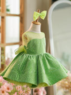 Vestido de princesa/baile de tul verde hasta la rodilla para niña