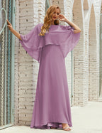 Vestido de dama de honor Sunnderly para mujer, de gasa, manga larga y cuello en V, vestido formal para boda o fiesta SY28018 