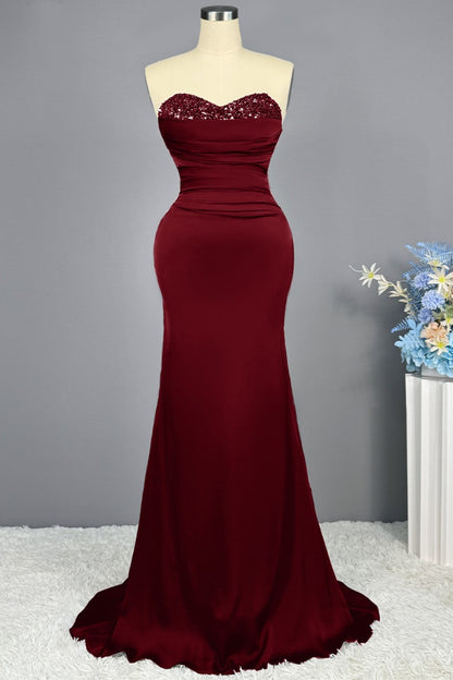 Sleeveless Mermaid Long Prom Gown with Sequined Sweetheart
