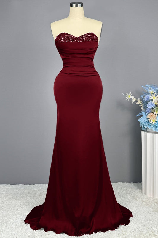 Sleeveless Mermaid Long Prom Gown with Sequined Sweetheart