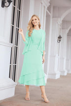 Vestido formal de fiesta Sunnderly de dos piezas, corte A, para madre de la novia, SY28072 
