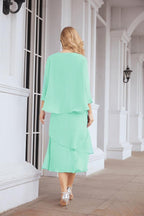 Vestido formal de fiesta Sunnderly de dos piezas, corte A, para madre de la novia, SY28072 