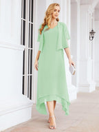 Vestido formal de fiesta Sunnderly de dos piezas, corte A, para madre de la novia, SY28073 
