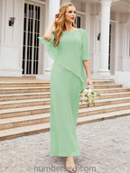 Vestido formal de fiesta Sunnderly, largo, para madre de la novia, con capa con volantes, SY28026 