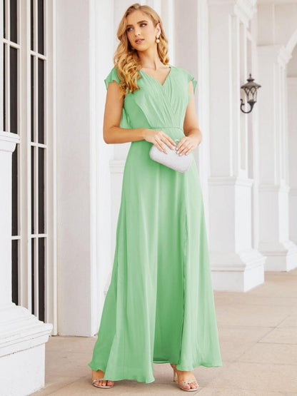 Sunnderly Brautjungfernkleider Cape Formales Ballkleid Rückenfreies Kleid für die Mutter der Braut SY28058 
