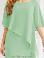 Vestido formal de fiesta Sunnderly, largo, para madre de la novia, con capa con volantes, SY28026 