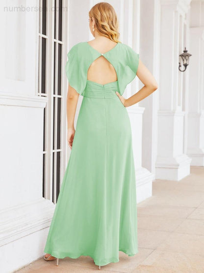 Sunnderly Brautjungfernkleider Cape Formales Ballkleid Rückenfreies Kleid für die Mutter der Braut SY28058 