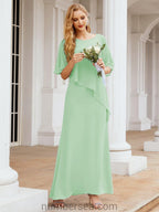 Vestido formal de fiesta Sunnderly, largo, para madre de la novia, con capa con volantes, SY28026 