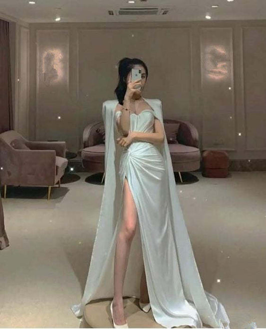 Vestido de fiesta de sirena con abertura alta, encantador vestido de noche Y317