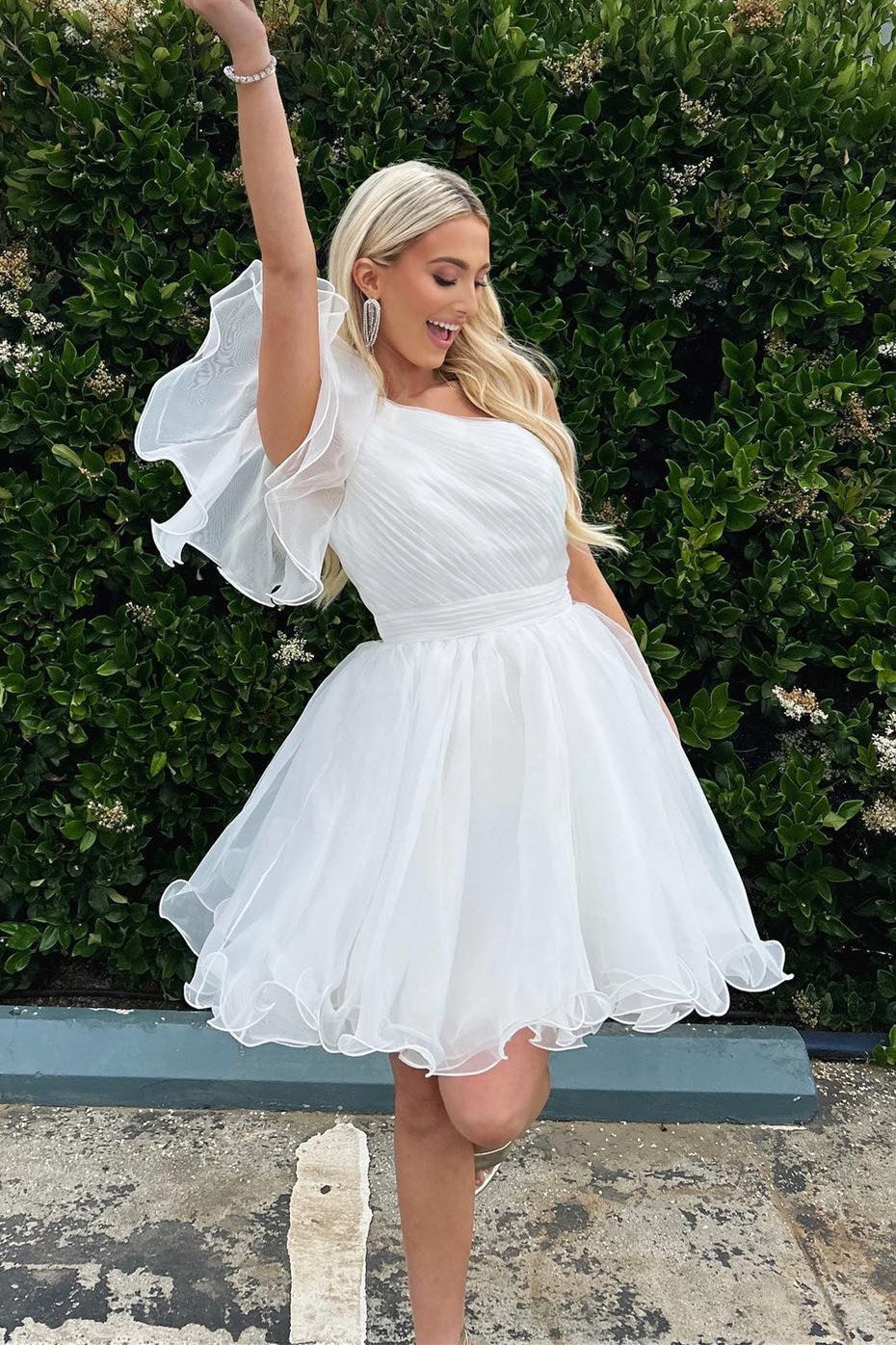 Rose |A-Linie One-Shoulder Organza Homecoming Kleid