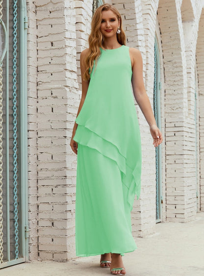 Chiffon Langes Plus Size Kleider für die Brautmutter Formales Brautjungfern-Abschlussballkleid SY28019 
