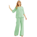 Vestido de gasa para madre de la novia Sunnderly, talla grande, trajes de pantalón con capas con volantes 