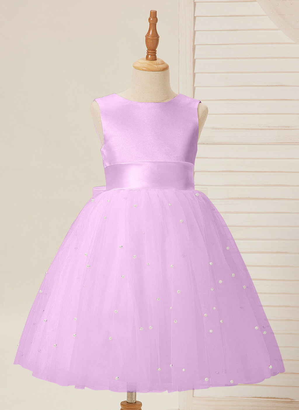 Duchesse-Linie/Princess-Linie Satin Tüll Knielang Blumenmädchenkleid 