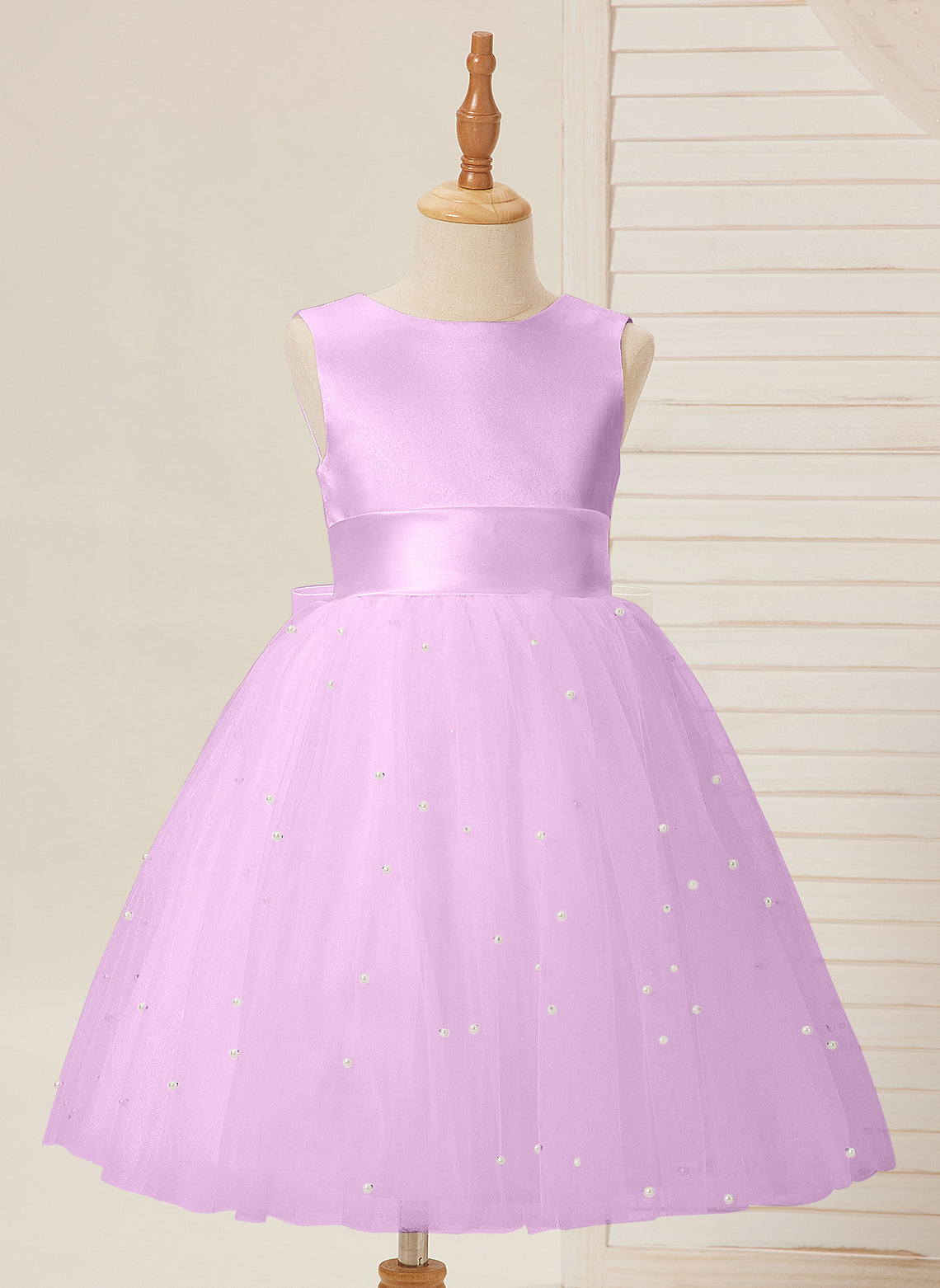 Duchesse-Linie/Princess-Linie Satin Tüll Knielang Blumenmädchenkleid 