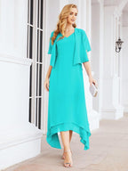 Vestido formal de fiesta Sunnderly de dos piezas, corte A, para madre de la novia, SY28073 