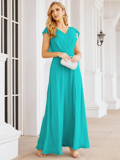Sunnderly Brautjungfernkleider Cape Formales Ballkleid Rückenfreies Kleid für die Mutter der Braut SY28058 