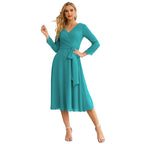 Sunnderly Chiffon Bridesmaid Dress V-Back Waist Belt Formal Prom Gown Mother of The Bride Wedding Guest