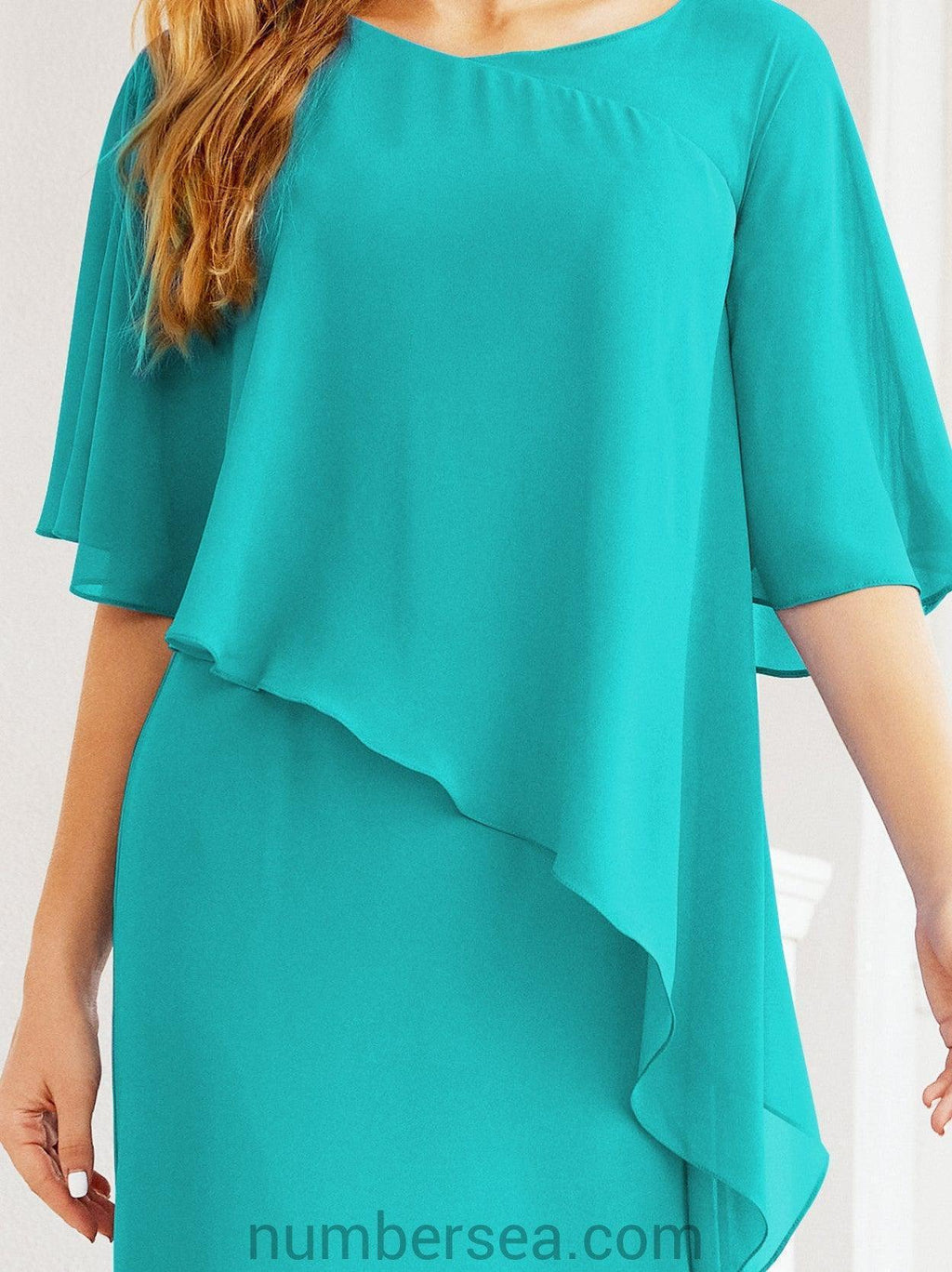 Vestido formal de fiesta Sunnderly, largo, para madre de la novia, con capa con volantes, SY28026 