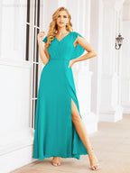 Vestidos de dama de honor Sunnderly con capa, vestido formal de fiesta con espalda descubierta para madre de la novia SY28058 