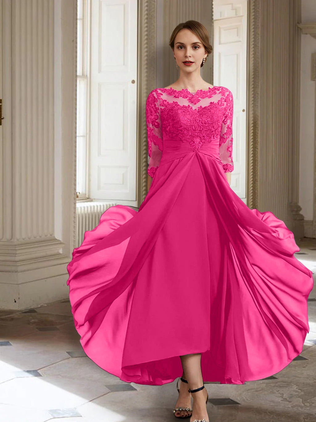 A-Linie/Princess-Linie Lange Ärmel Kleider für die Brautmutter mit Applikationen 