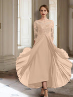 A-Linie/Princess-Linie Lange Ärmel Kleider für die Brautmutter mit Applikationen 