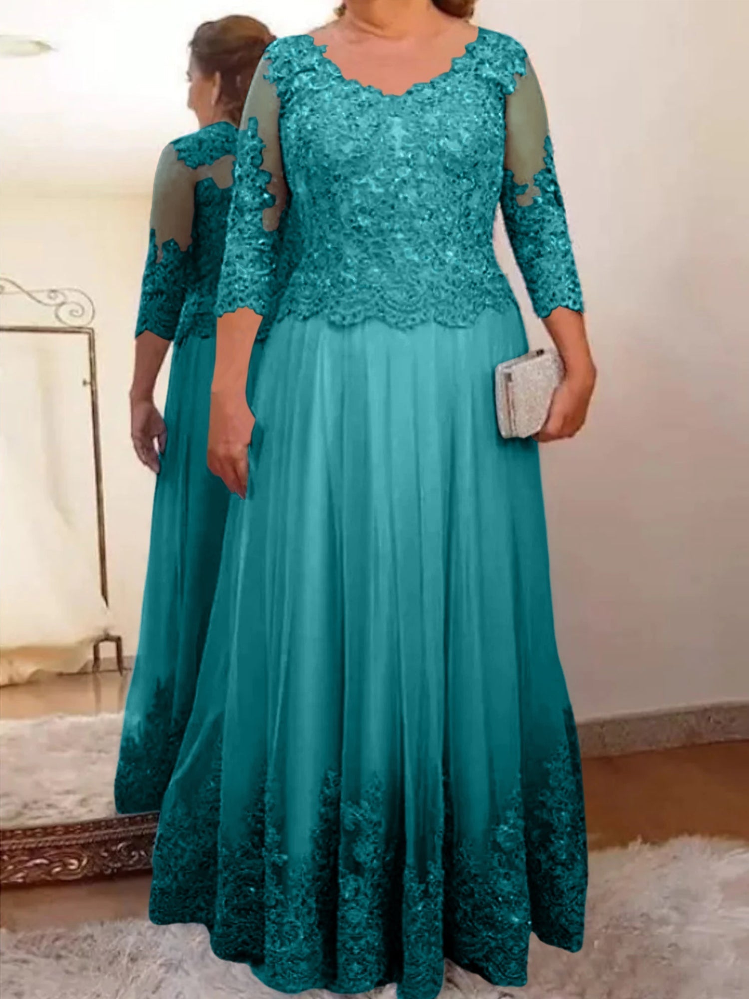 Vestidos de madre de la novia de tul corte A/princesa con apliques