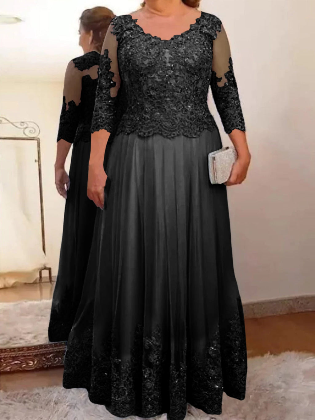 Vestidos de madre de la novia de tul corte A/princesa con apliques