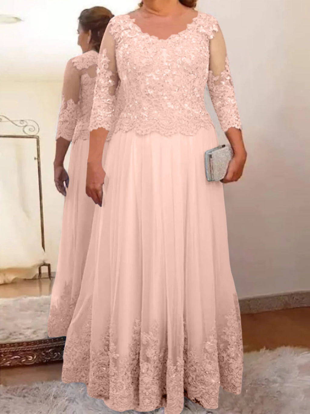 Vestidos de madre de la novia de tul corte A/princesa con apliques