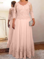 Vestidos de madre de la novia de tul corte A/princesa con apliques
