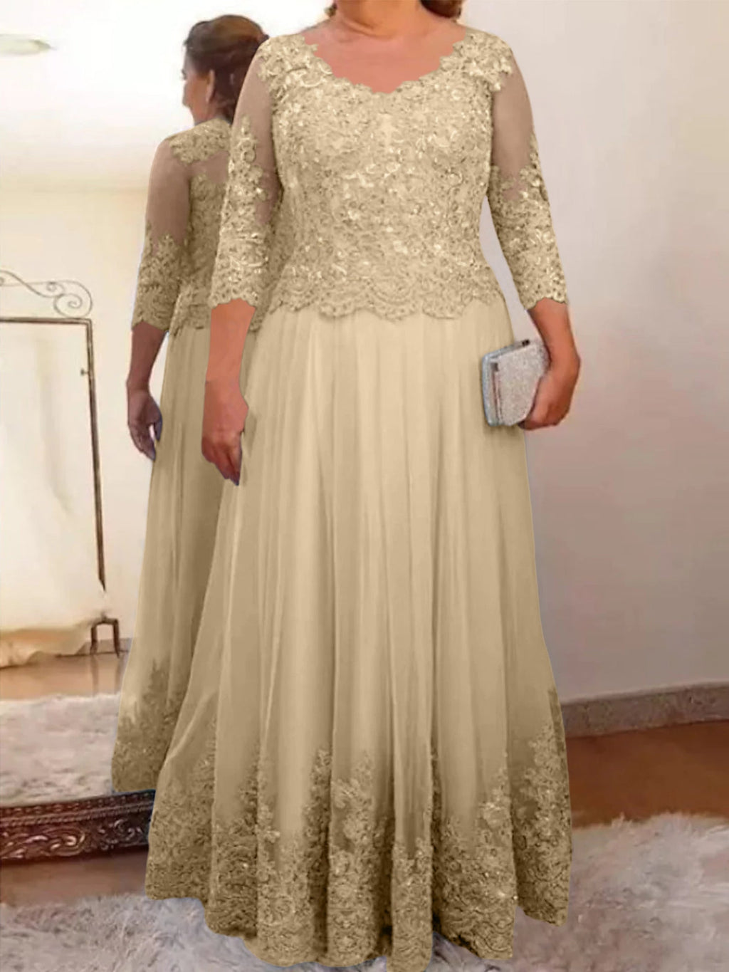 Vestidos de madre de la novia de tul corte A/princesa con apliques