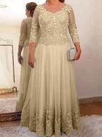 Vestidos de madre de la novia de tul corte A/princesa con apliques