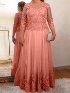 Vestidos de madre de la novia de tul corte A/princesa con apliques