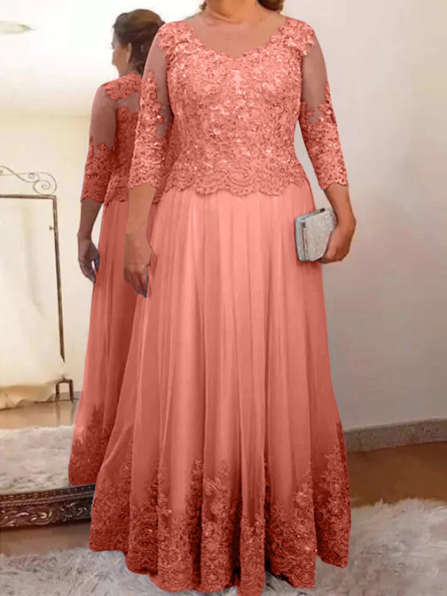 Vestidos de madre de la novia de tul corte A/princesa con apliques