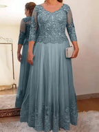 Vestidos de madre de la novia de tul corte A/princesa con apliques